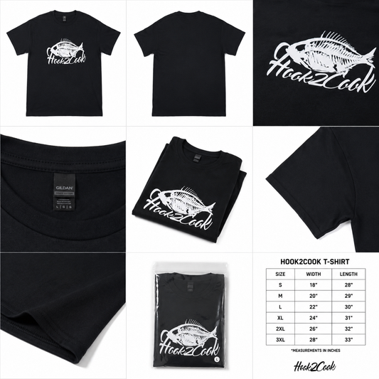 Hook2Cook Fish Skeleton Logo T-Shirt